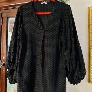 Black Jodifil Blouse with Waffle Design, Size Large